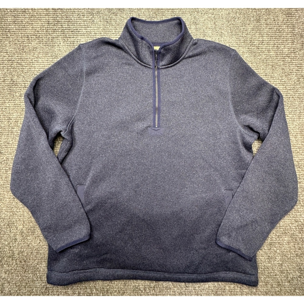 L.L.Bean Sweater Fleece Pullover Men XL Blue Quarter Zip 523250